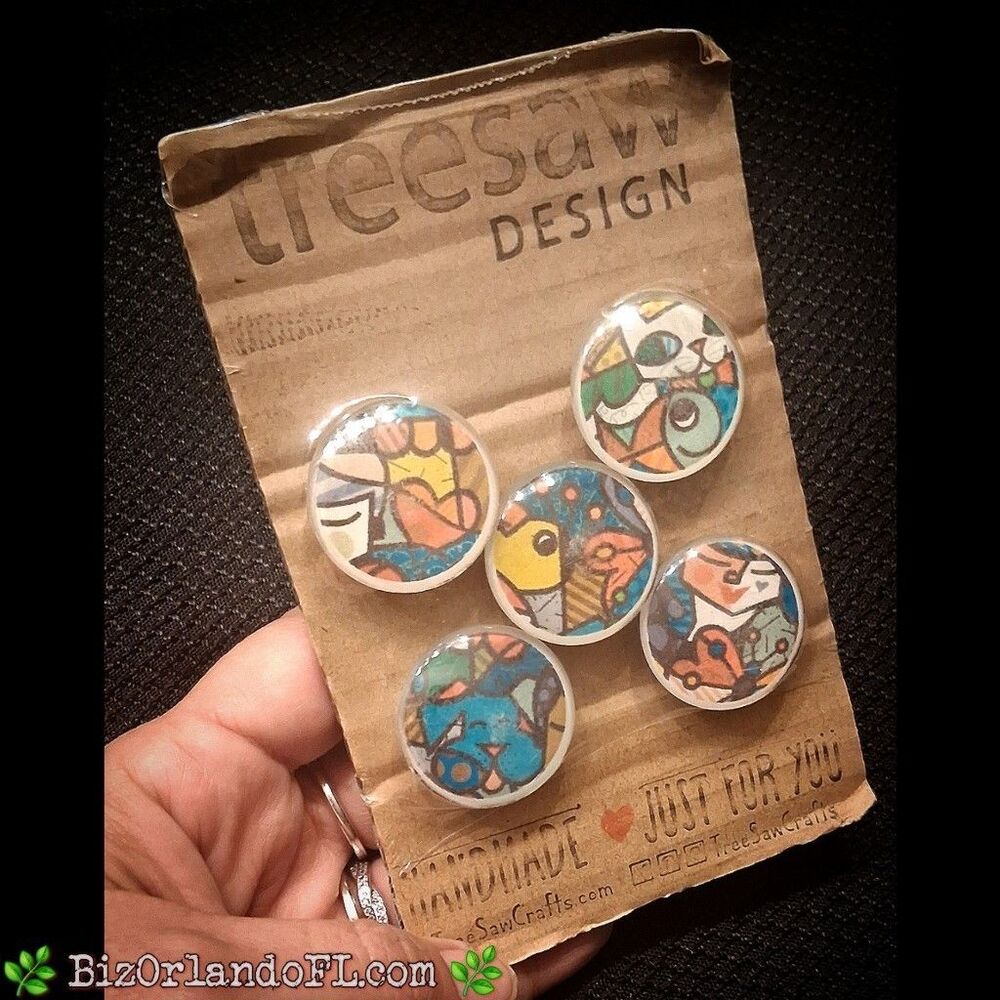 ARTISAN GIFTS Handcrafted Abstract Pets Magnets (Set Of 5) HTF New In Packaging